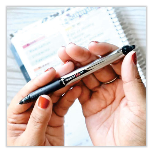 Image of Pilot® 84067 Precise V5RT Rollerball Pen, Retractable, Extra-Fine 0.5 mm, Black Ink, Black Barrel, 30/Pack