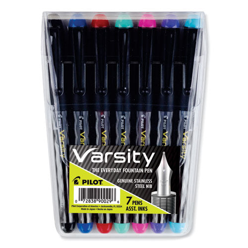 Image of PilotÂ® Varsity Fountain Pen, Medium 1 mm, Assorted Ink and Barrel Colors, 7/Pack
