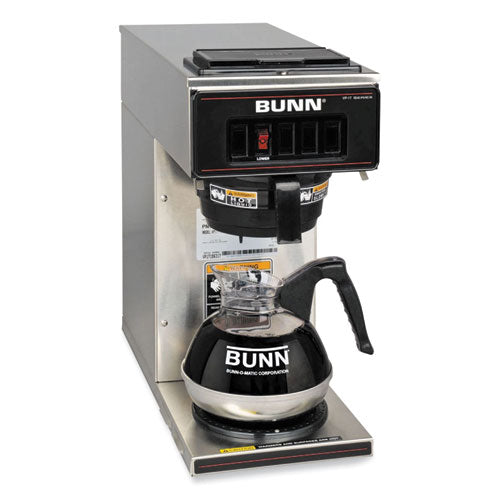Image of BUNN® 13300.0001 VP17-1 12-Cup Commercial Pourover Coffee Brewer, Stainless Steel/Black