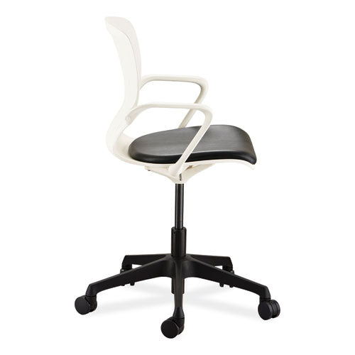 Image of Safco® 7013WH Shell Desk Chair, Supports Up to 275 lb, 17" to 20" Seat Height, Black Seat, White Back, Black/White Base