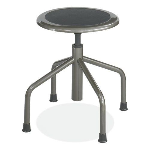 Image of Safco® 6669 Diesel Low Base Stool, Backless, Supports Up to 250 lb, 16" to 22" Seat Height, Black Seat, Pewter Base