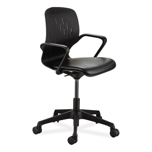 Image of Safco® 7013BL Shell Desk Chair, Supports Up to 275 lb, 17" to 20" Seat Height, Black Seat, Black Back, Black Base