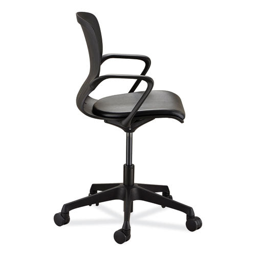 Image of Safco® 7013BL Shell Desk Chair, Supports Up to 275 lb, 17" to 20" Seat Height, Black Seat, Black Back, Black Base