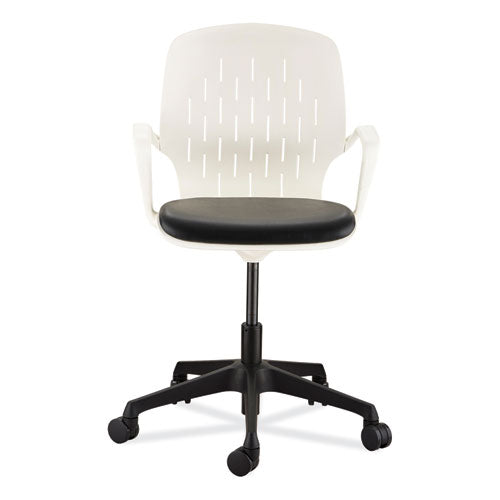 Image of Safco® 7013WH Shell Desk Chair, Supports Up to 275 lb, 17" to 20" Seat Height, Black Seat, White Back, Black/White Base
