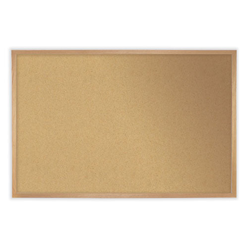 Image of Ghent WK48 Natural Cork Bulletin Board with Wood Frame, 96.5" x 48.5", Tan Surface, Oak Finished Wood Frame