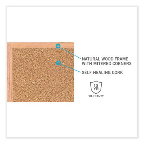 Image of Ghent WK48 Natural Cork Bulletin Board with Wood Frame, 96.5" x 48.5", Tan Surface, Oak Finished Wood Frame