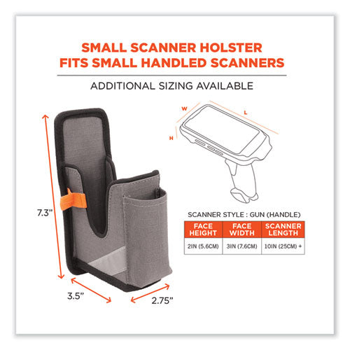 Image of ergodyne® 19182 Squids 5541 Handheld Barcode Scanner Holster with Belt Clip, 2 Compartments, 2.75 x 3.5 x 7.3, Polyester,Gray