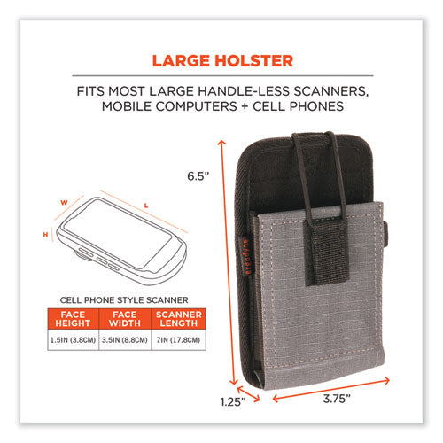 Image of ergodyne® 19187 Squids 5544 Phone Style Scanner Holster with Belt Clip and Loops, 1 Compartment, 3.75 x 1.25 x 6.5, Gray