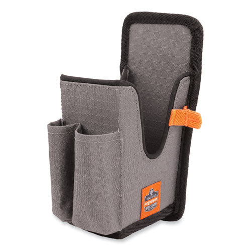 Image of ergodyne® 19183 Squids 5541 Handheld Barcode Scanner Holster with Belt Clip, Large, 2 Compartments, 2.75 x 3.5 x 8, Polyester,Gray