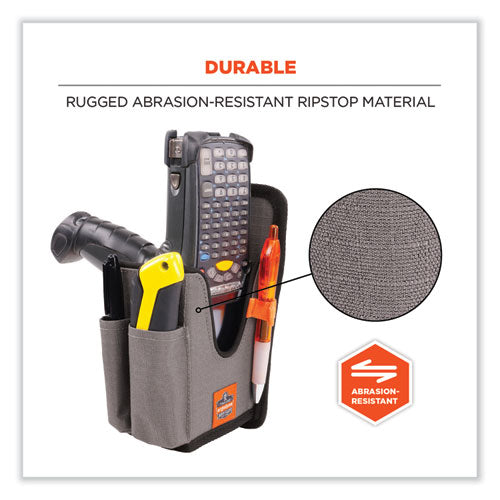 Image of ergodyne® 19183 Squids 5541 Handheld Barcode Scanner Holster with Belt Clip, Large, 2 Compartments, 2.75 x 3.5 x 8, Polyester,Gray