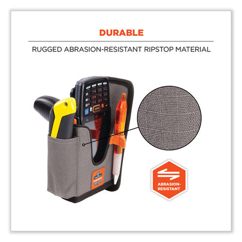 Image of ergodyne® 19182 Squids 5541 Handheld Barcode Scanner Holster with Belt Clip, 2 Compartments, 2.75 x 3.5 x 7.3, Polyester,Gray