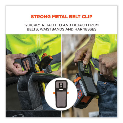 Image of ergodyne® 19182 Squids 5541 Handheld Barcode Scanner Holster with Belt Clip, 2 Compartments, 2.75 x 3.5 x 7.3, Polyester,Gray