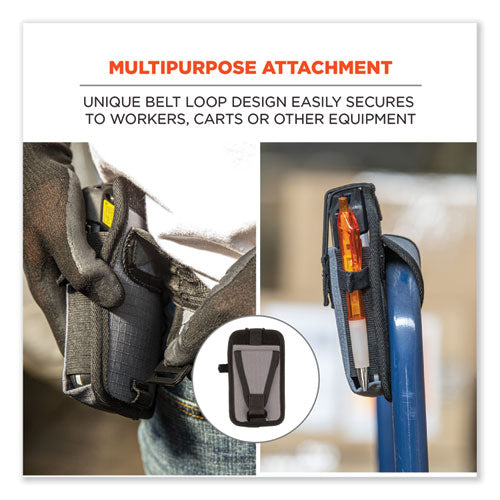 Image of ergodyne® 19191 Squids 5542 Phone Style Scanner Holster with Belt Loop, Small, 1 Compartment, 3.75 x 1 x 6.5, Polyester, Black