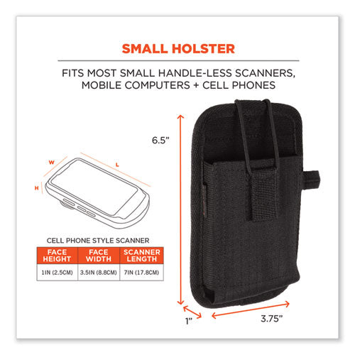 Image of ergodyne® 19186 Squids 5544 Phone Style Scanner Holster with Belt Clip and Loops, 1 Compartment, 3.75 x 1 x 6.5, Polyester,Black
