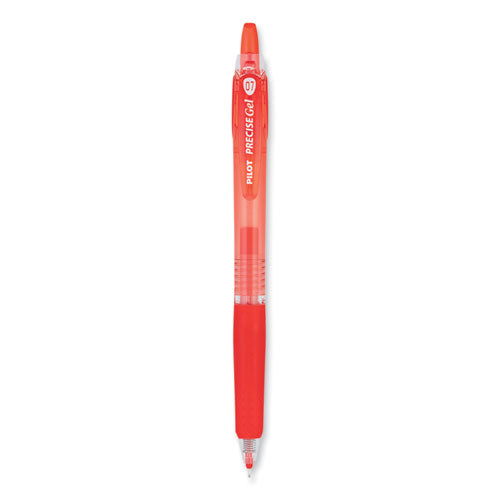 Image of PilotÂ® Precise Gel BeGreen Gel Pen, Retractable, Fine 0.7 mm, Red Ink, Translucent Red Barrel, Dozen