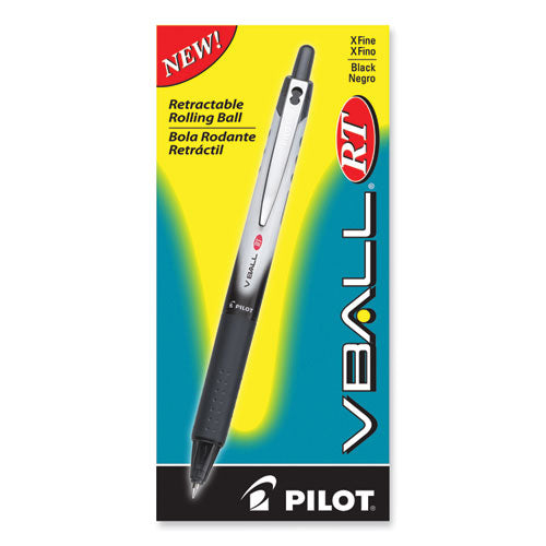 Image of PilotÂ® VBall RT Liquid Ink Rollerball Pen, Retractable, Extra-Fine 0.5 mm, Black Ink, Black/White Barrel