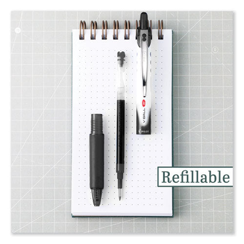 Image of PilotÂ® VBall RT Liquid Ink Rollerball Pen, Retractable, Extra-Fine 0.5 mm, Black Ink, Black/White Barrel