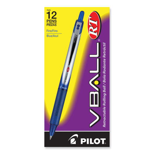 Image of Pilot® 26207 VBall RT Liquid Ink Rollerball Pen, Retractable, Fine 0.7 mm, Blue Ink, Blue/White Barrel