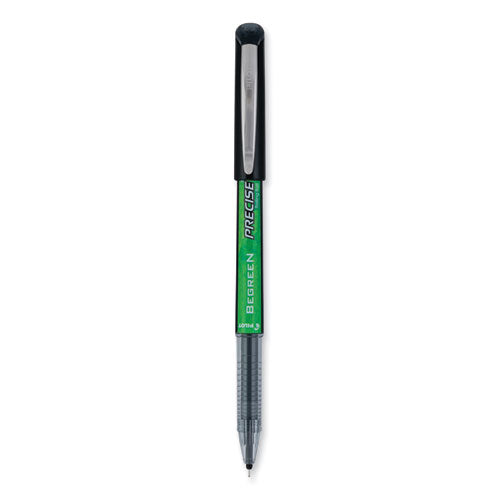 Image of Pilot® 26300 Precise V5 BeGreen Rollerball Pen, Stick, Extra-Fine 0.5 mm, Black Ink, Black Barrel, Dozen