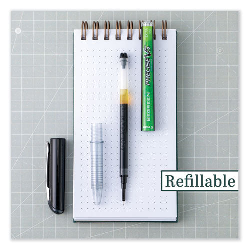 Image of Pilot® 26300 Precise V5 BeGreen Rollerball Pen, Stick, Extra-Fine 0.5 mm, Black Ink, Black Barrel, Dozen