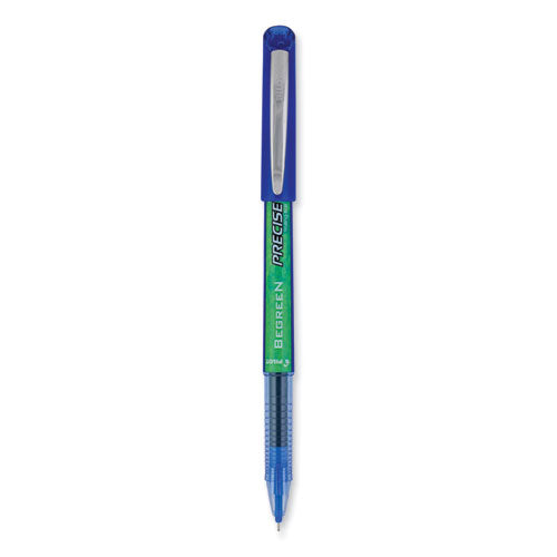 Image of Pilot® 26301 Precise V5 BeGreen Rollerball Pen, Stick, Extra-Fine 0.5 mm, Blue Ink, Blue Barrel, Dozen