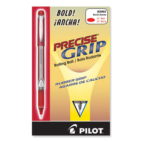 Image of Pilot® 28903 Precise Grip Rollerball Pen, Stick, Bold 1 mm, Red Ink, Red Barrel