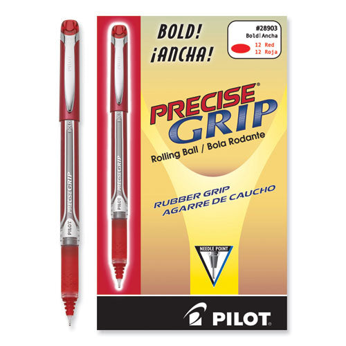 Image of Pilot® 28903 Precise Grip Rollerball Pen, Stick, Bold 1 mm, Red Ink, Red Barrel