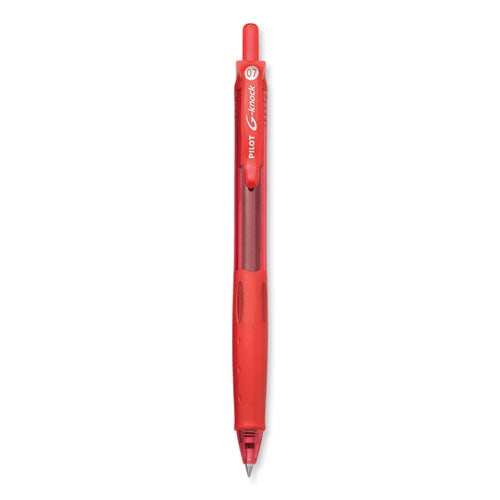 Image of Pilot® 31508 G-Knock BeGreen Gel Pen, Retractable, Fine 0.7 mm, Red Ink, Translucent Red/Red Barrel, Dozen