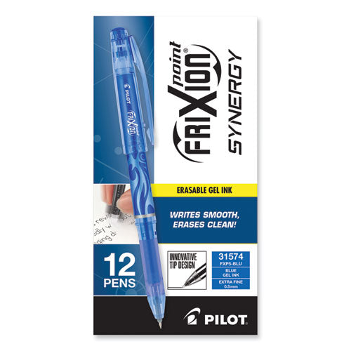 Image of Pilot® 31574 FriXion Point Erasable Gel Pen, Stick, Extra-Fine 0.5 mm, Blue Ink, Blue/Silver/Transparent Blue Barrel