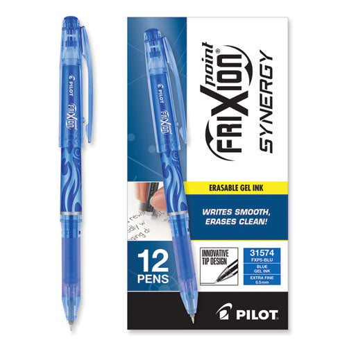 Image of Pilot® 31574 FriXion Point Erasable Gel Pen, Stick, Extra-Fine 0.5 mm, Blue Ink, Blue/Silver/Transparent Blue Barrel
