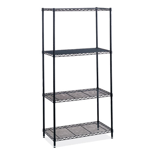 Image of Safco® 5288BL Industrial Wire Shelving, Four-Shelf, 36w x 24d x 72h, Black
