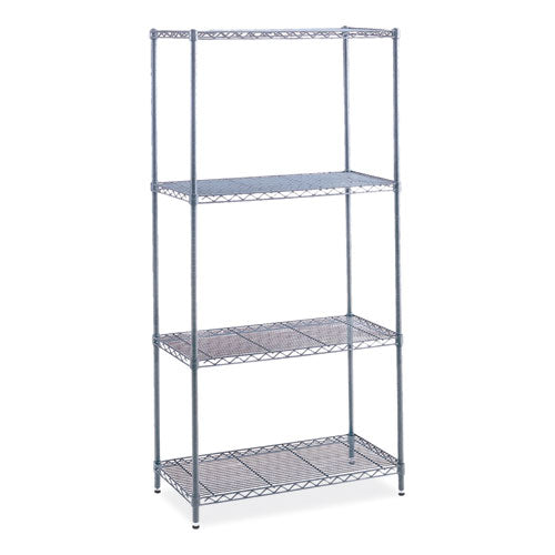 Image of Safco® 5288GR Industrial Wire Shelving, Four-Shelf, 36w x 24d x 72h, Metallic Gray