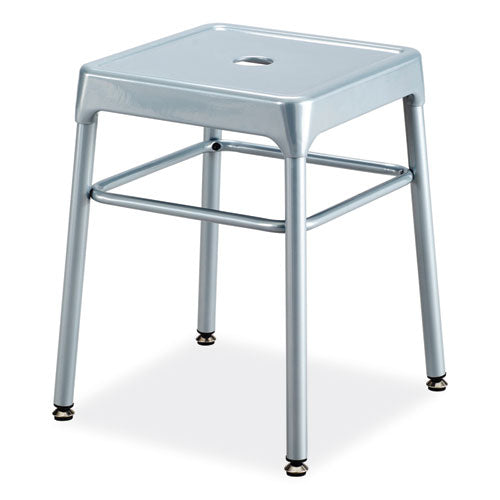 Image of Safco® 6604SL Steel GuestBistro Stool, Backless, Supports Up to 250 lb, 18" Seat Height, Silver Seat, Silver Base