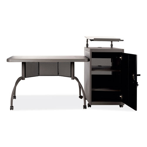 Image of Oklahoma Sound® TWP Teacher's WorkPod Desk and Lectern Kit, 68" x 24" x 41", Charcoal Gray