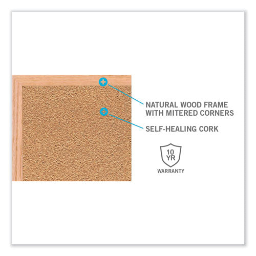 Image of Ghent WK412 Natural Cork Bulletin Board with Wood Frame, 144.5" x 48.5", Tan Surface, Oak Finished Wood Frame