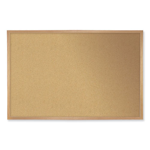 Image of Ghent WK410 Natural Cork Bulletin Board with Wood Frame, 120.5" x 48.5", Tan Surface, Oak Finished Wood Frame