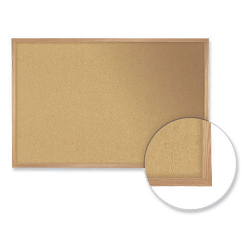 Image of Ghent WK412 Natural Cork Bulletin Board with Wood Frame, 144.5" x 48.5", Tan Surface, Oak Finished Wood Frame