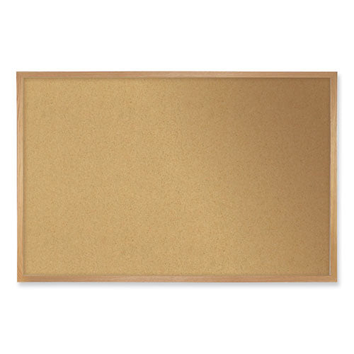 Image of Ghent WK412 Natural Cork Bulletin Board with Wood Frame, 144.5" x 48.5", Tan Surface, Oak Finished Wood Frame