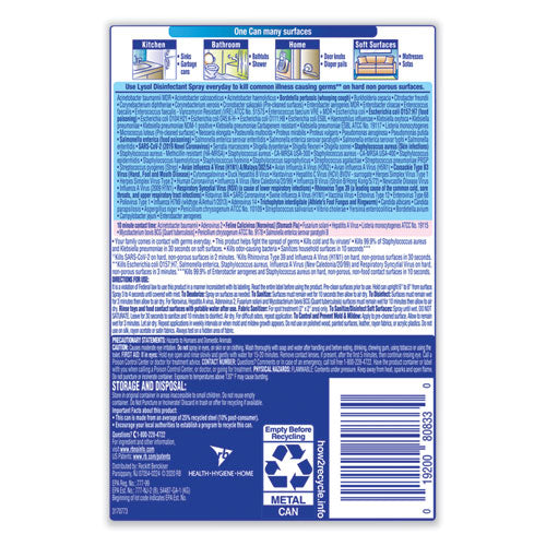 Image of LYSOL® Brand 19200-80833 Disinfectant Spray, Early Morning Breeze, 12.5 Oz Aerosol Spray
