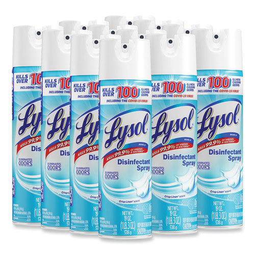 Image of LYSOL® Brand 19200-79329 Disinfectant Spray, Crisp Linen, 19 Oz Aerosol Spray, 12/carton