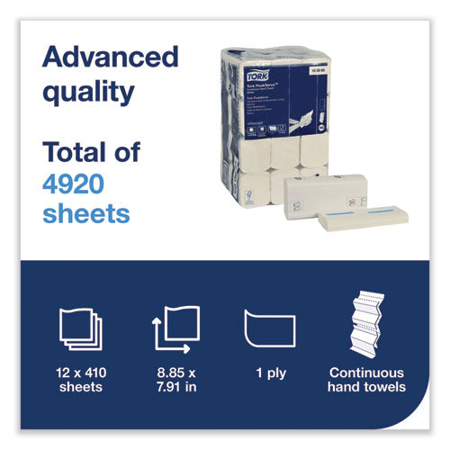 Image of Tork® 105065 PeakServe Continuous Hand Towel, 1-Ply, 7.91 x 8.85, White, 410 Wipes/Pack, 12 Packs/Carton