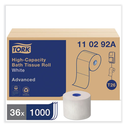 Image of Tork® 110292A Advanced High Capacity Bath Tissue, Septic Safe, 2-Ply, White, 1,000 Sheets/Roll, 36 Rolls/Carton