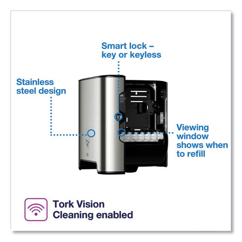 Image of Tork® 461002 Image Design Matic Hand Towel Roll Dispenser, 13.58 X 8.07 X 15.75, Stainless Steel