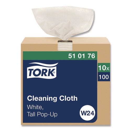 Image of Tork® 510176 Cleaning Cloth, 8.46 X 16.13, White, 100 Wipes/box, 10 Boxes/carton