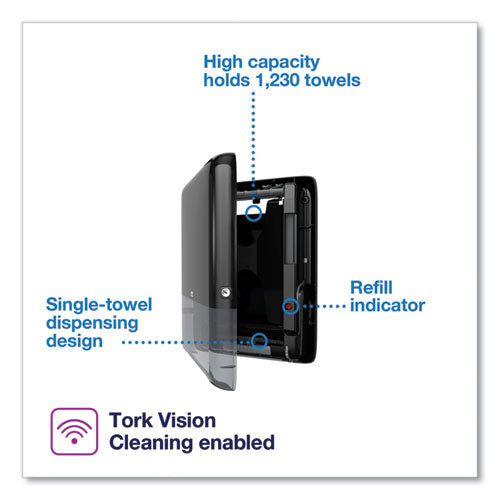 Image of Tork® 552538 Peakserve Continuous Hand Towel Dispenser, 14.44 X 3.97 X 19.3, Black