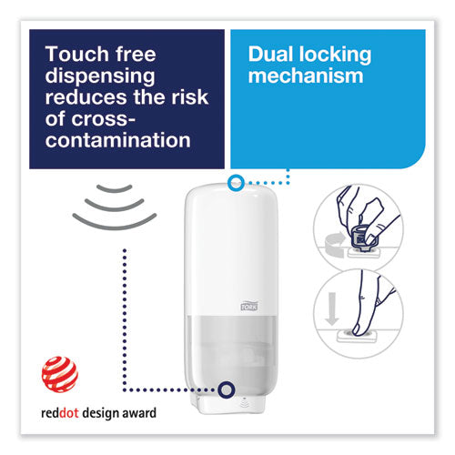 Image of Tork® 571600 Elevation Foam Skincare Auto Dispenser With Intuition Sensor, 1 L/33 Oz, 4.45 X 5.12 X 10.94, White, 4/carton