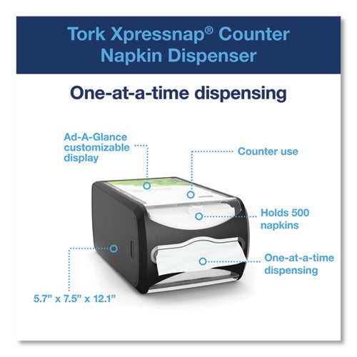 Image of Tork® 6432000 Xpressnap Counter Napkin Dispenser, 7.5 X 12.1 X 5.7, Black