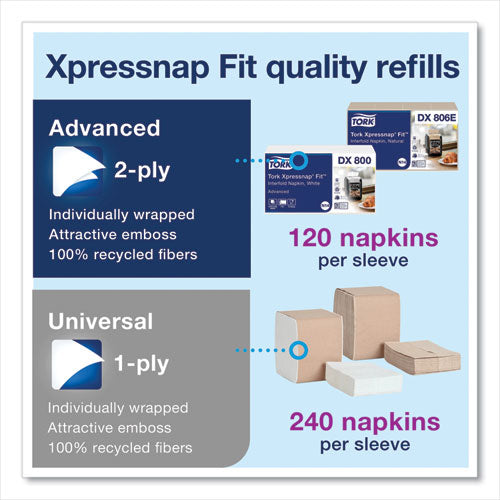 Image of Tork® 7232000 Xpressnap Fit Napkin Dispenser, Tabletop, 4.4 x 5.6 x 6.7, Black