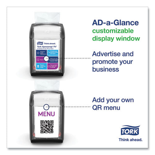 Image of Tork® 7232000 Xpressnap Fit Napkin Dispenser, Tabletop, 4.4 x 5.6 x 6.7, Black
