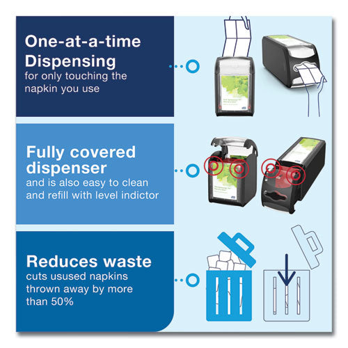 Image of Tork® 7232000 Xpressnap Fit Napkin Dispenser, Tabletop, 4.4 x 5.6 x 6.7, Black